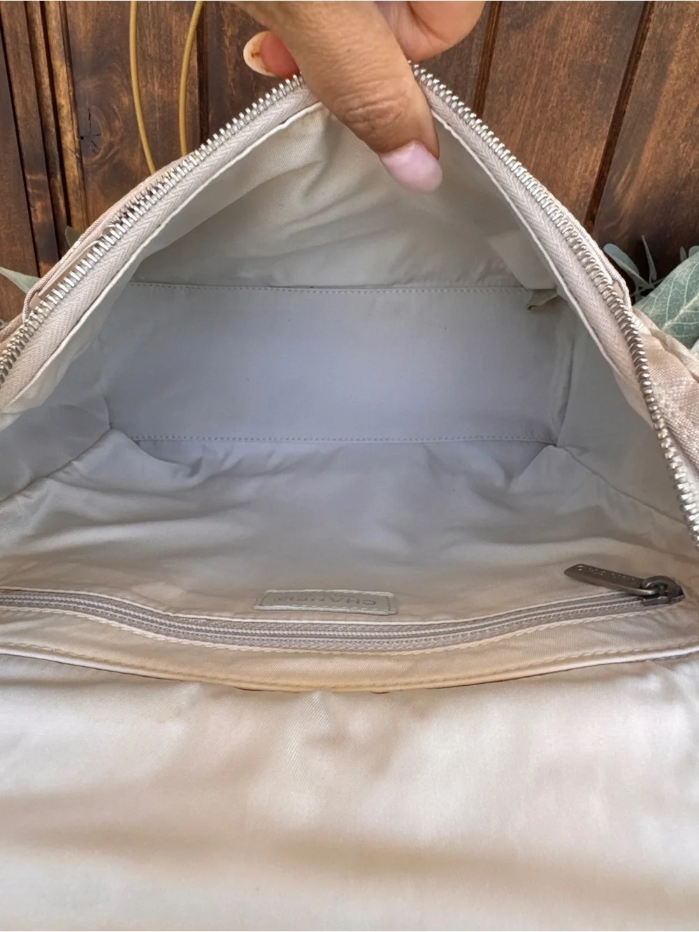 Authentic Vintage Chanel Beige Monogram Nylon Backpack